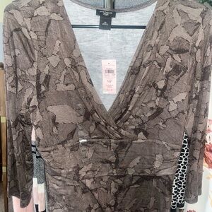 Ann Taylor Brown Abstract Long Sleeve Shirt